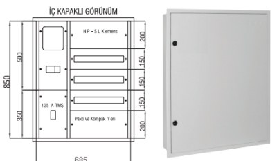 : Çetinkaya 1 Three-Phase Meter 7+60 Fuse +125A Compact Switch Distribution and Meter Panel - 1