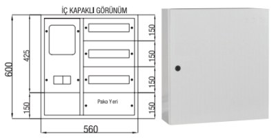 : Çetinkaya 1 Three-Phase Meter 7+39 Fuse +125A Compact Switch Distribution and Meter Panel - 1