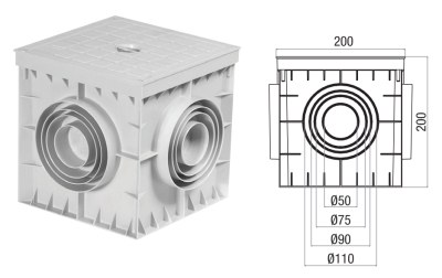 Çetinkaya/ 20x20x20 Thermoplastic Underground Junction with Cover and 4 Output - 1