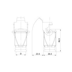 Mete Enerji 3x10A. Extension Socket (Without Connector) with Input from Behind - 2