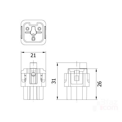 Mete Enerji 3x10A. Multiple Socket with Center Mounting - 2