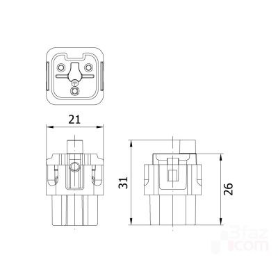 Mete Enerji 3x10A. Multiple Socket with Center Mounting with Input from Behind - 2