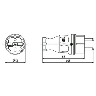 Mete Enerji 1x16a Düz Kauçuk Fiş-404001 - 2