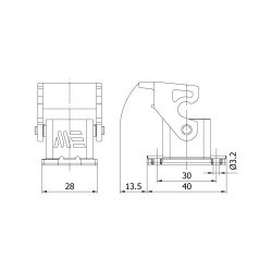 Mete Enerji 5x10A. Inclined Machine Socket with Input from Behind - 2