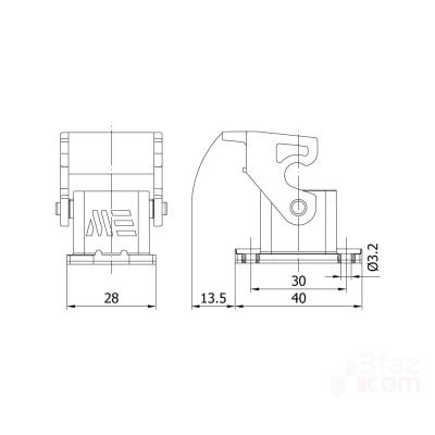 Mete Enerji 5x10A. Inclined Machine Socket with Input from Behind - 2