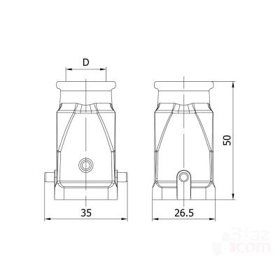 Mete Enerji 5x10A. Machine Plug (Without Connector) with Input from Behind - 2