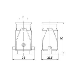 Mete Enerji 5x10A. Wide Mouthed Machine Plug (Without Connector) with Input from Behind - 2