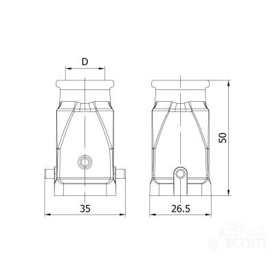 Mete Enerji 5x10A. Wide Mouthed Machine Plug (Without Connector) with Input from Behind - 2