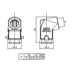 Mete Enerji 5x10A. Inclined Machine Plug (Without Connector) - 3