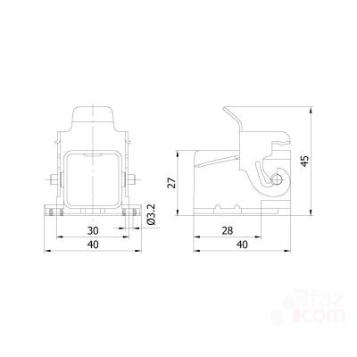 Mete Enerji 5x10A. Inclined Machine Plug (Without Connector) with Input from Behind - 2