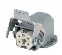 Mete Enerji 5x10A. Inclined Machine Socket (Without Connector) with Input from Behind and Passed Cable 