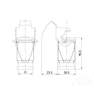 Mete Enerji 5x10A. Extension Socket (Without Connector) with Input from Behind - 2