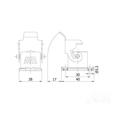 Mete Enerji 5x10A. Machine Socket (Without Connector) with Input from Behind - 2