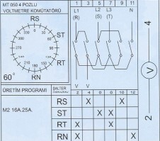 Metop-16a Voltmeter Switch 1x16A 4Poz - 2