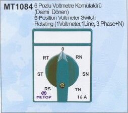 Metop-16a Voltmeter Switch 1x16A 6Poz-MT1084-16A - 1