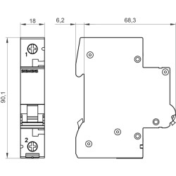 SIEMENS - 0.5A C Tipi 6 kA Anahtarlı 1 Fazlı Otomatik Sigorta - 5SL6105-7 - 2