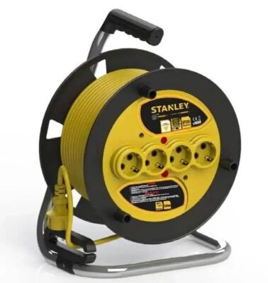 Stanley Profesyonel Kompakt ST-E Serisi IP20 4 Soketli 40 Metre Makaralı Kablo - SXECFL2QBVE - 1