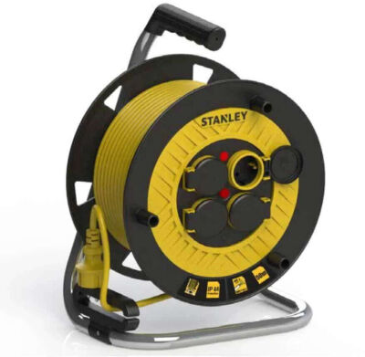 Stanley Profesyonel Kompakt Serisi ST-P-2525 IP44 4 Kapaklı Soketli 25 Metre Makaralı Kablo Sarı -SXECFL2RCSE - 1